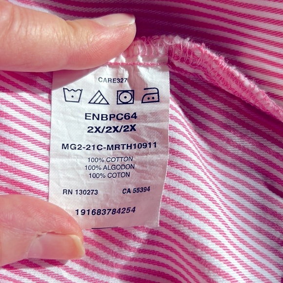 Y2K country pink western striped sleeveless cotton shirt.
Coastal 1X , PTP 24.5” - Picture 10 of 14